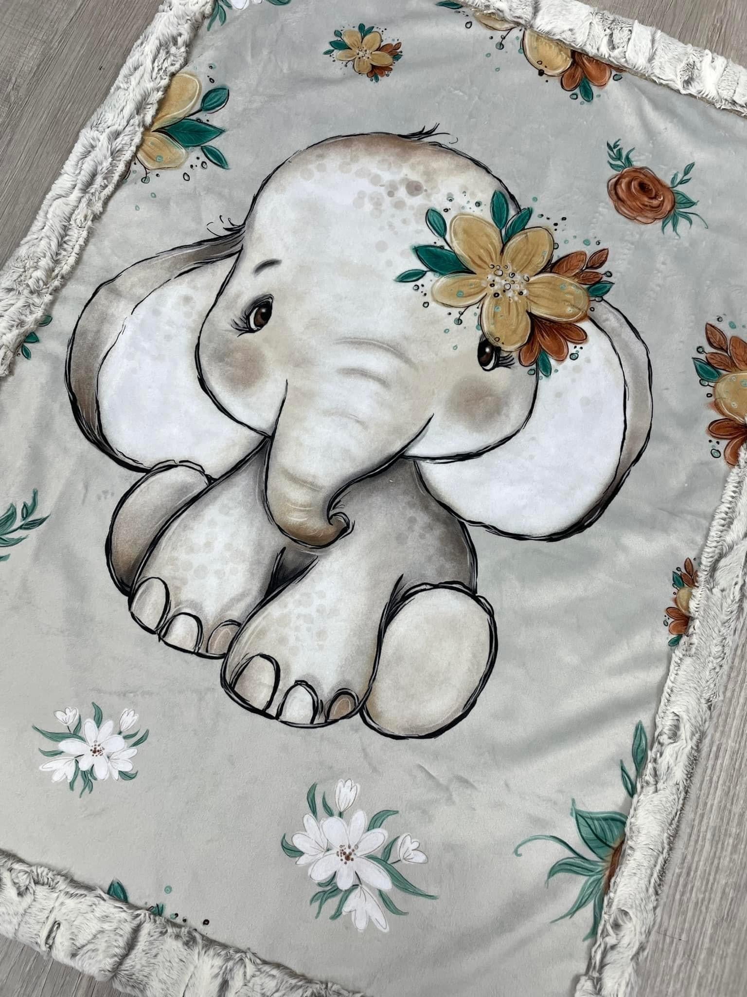 Baby Elephant Fabric Panel, Baby Quilt Panels Fabric, Baby Blanket